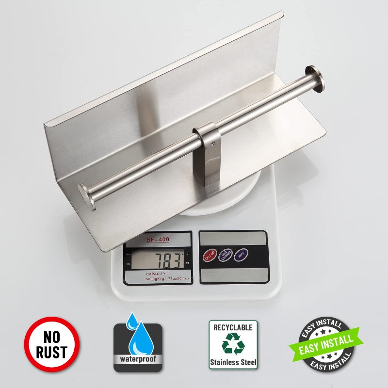 BGL Double Toilet Paper Holder with Shelf Brushed Nickel Toilet Paper Holder Wall Mounted - Image 4