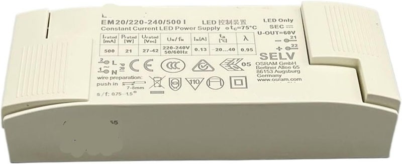 مصدر طاقة سائق LED 20W 27-42V 500mA ثابت التيار لمبة الإضاءة المنخفضة - Image 1