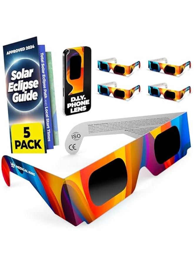 Arabest Solar Eclipse Glasses 2024 CE and ISO Certified Approved 2024 Safe Shades for Direct Sun Viewing (Pack of 5)  - Image 1