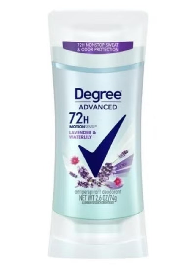 Degree Set of 2 Degree Advanced Antiperspirant Deodorant( Degree Advanced, 72H MotionSense Mint & Wild Flowers Antiperspirant Deodorant 74 Grams , And Degree Advanced Lavender & Waterlily 72-Hour Sweat & Odor Protection Antiperspirant for Women 74 Grams ) - Image 3