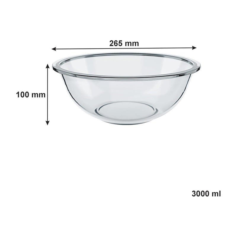 Marinex Glass Bowl Plus 3 L, Durable Heat-Resistant Borosilicate Mixing & Serving Bowl | Transparent Multi-Purpose Medium Glass Bowl | Microwave, Freezer & Dishwasher Safe - Image 5