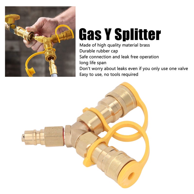 Y Splitter Natural Gas Quick Connect Adapter for Grills Generators Patio Heaters Pizza Ovens Patio Fire Pits 3/8 Inch - Image 2