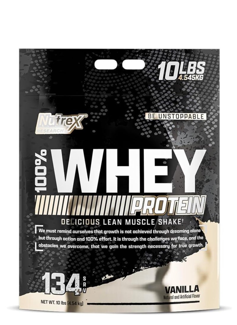 Nutrex Research Premium 100% Whey Protein Blend for Optimal Muscle Growth Vanilla Flavor 134 servings  10 LBS (4.54 kg) 