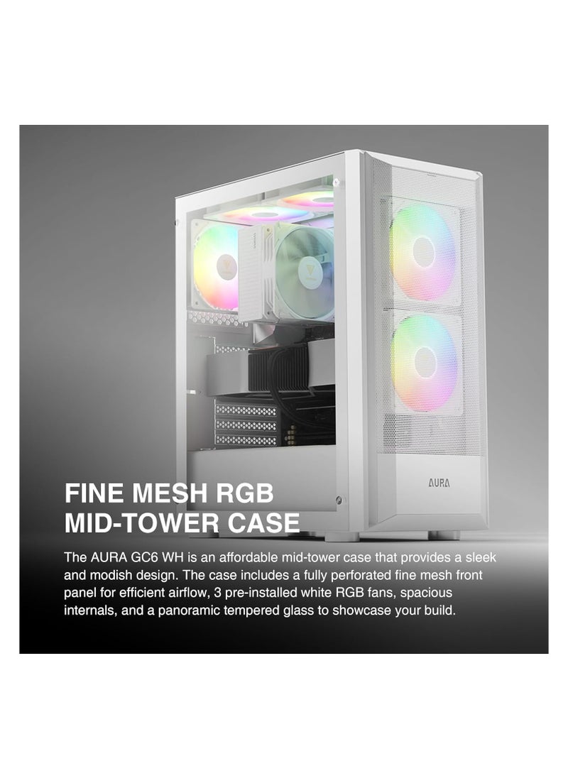 GAMDIAS GAMDIAS RGB Mid Tower Gaming Case (Aura GC6 WH)  - Image 2