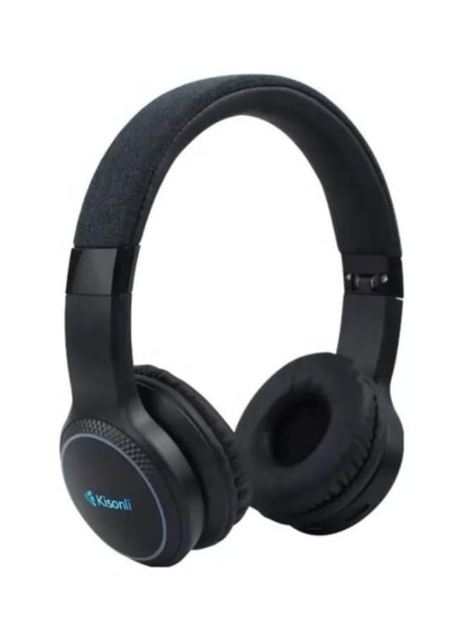 Kisonli - A6 Bluetooth Headphones - Wireless Over-Ear with FM Radio & TF Card Support Black - Image 1