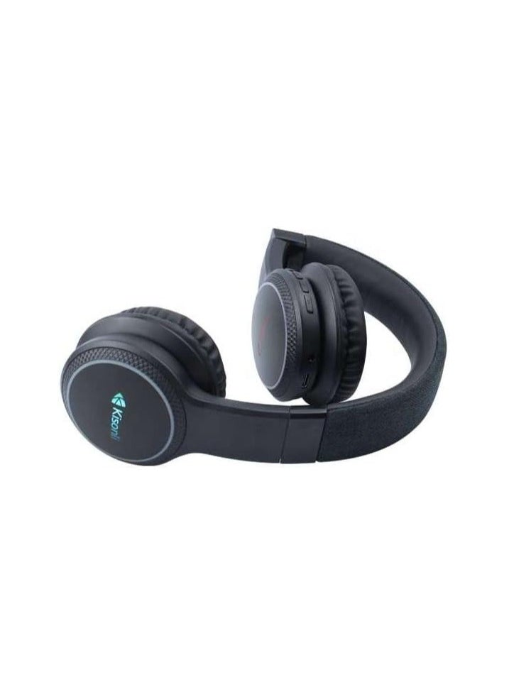 Kisonli - A6 Bluetooth Headphones - Wireless Over-Ear with FM Radio & TF Card Support Black - Image 1
