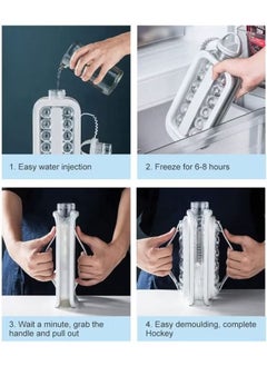 Generic Portable Ice Ball Maker 2 in 1 Ice Cube Trays with 17 Grids Cooling Ice Pop Cube Molds For Cocktail Coffee Whiskey Hockey Champagne Beer Juice White  - Image 2