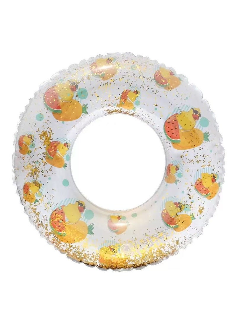 Goolsky INS Style Orange Fruit Inflatable Swim Ring – 90cm Transparent PVC Pool Float for Adults & Teens - Image 1