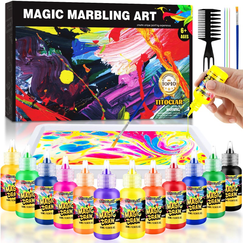 Titoclar Water Marbling Paint KitEaster Basket StuffersArts and Crafts for KidsBirthday Gifts for Girls Boys 3Years Old Toys for Ages 813 57 36 Art Supplies for Kids - Image 2