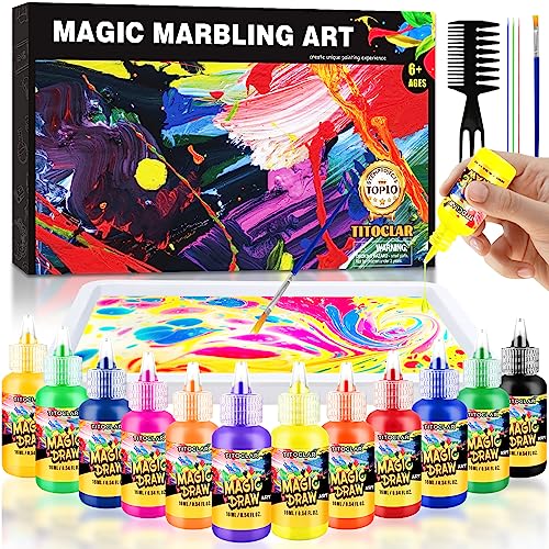 Titoclar Water Marbling Paint KitEaster Basket StuffersArts and Crafts for KidsBirthday Gifts for Girls Boys 3Years Old Toys for Ages 813 57 36 Art Supplies for Kids - Image 1