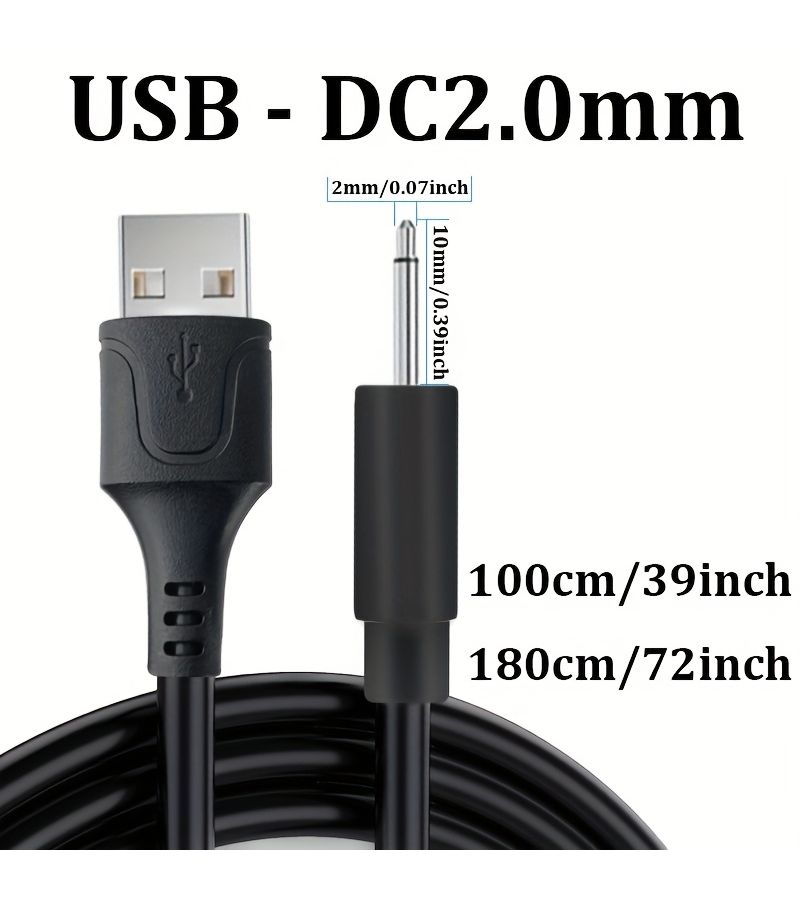 كابل شحن سريع من USB إلى DC 2.0 مم بطول 3.28 قدم لأجهزة التدليك وأجهزة التجميل والألعاب - Image 2