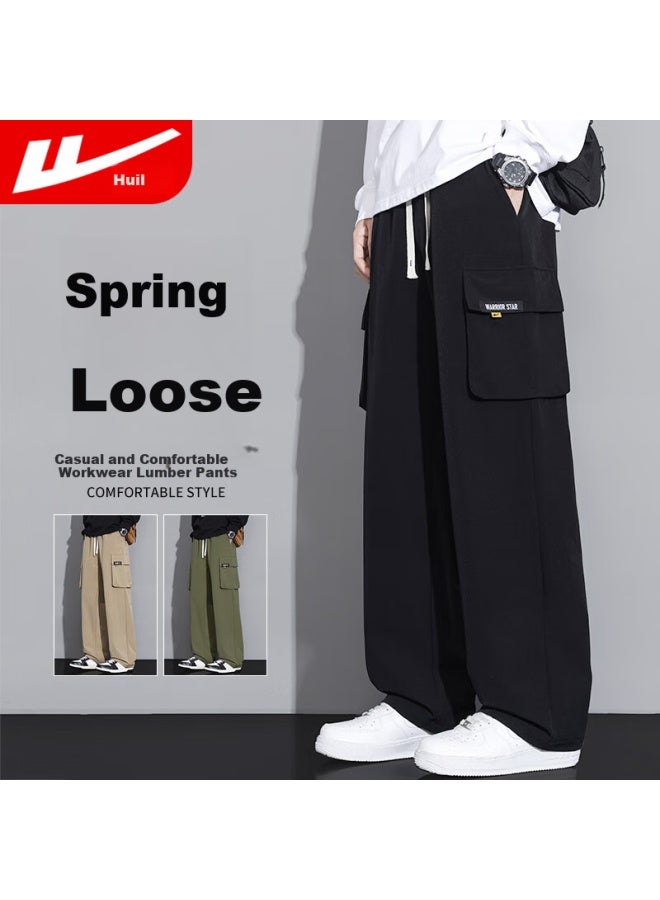 Pull Back Warrior Casual Pants Men's Spring Loose Outdoor Workwear Pants Multi-pocket All-match Sports Pants Men Black 3XL - Image 1