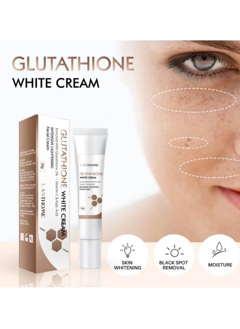Lanthome كريم تبييض الجلوتاثيون: 2% جلوتاثيون مزيل البقع الداكنة للوجه ومرطب لتفتيح البشرة، تركيبة مضادة للشيخوخة لبشرة ناعمة ومشرقة - 20 جرام - Image 3