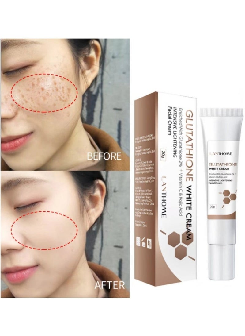 Lanthome كريم تبييض الجلوتاثيون: 2% جلوتاثيون مزيل البقع الداكنة للوجه ومرطب لتفتيح البشرة، تركيبة مضادة للشيخوخة لبشرة ناعمة ومشرقة - 20 جرام - Image 1