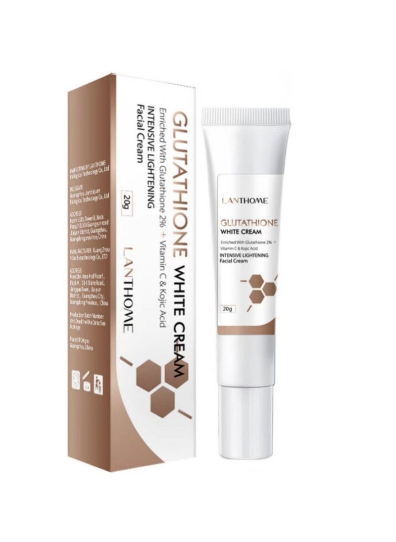 Lanthome كريم تبييض الجلوتاثيون: 2% جلوتاثيون مزيل البقع الداكنة للوجه ومرطب لتفتيح البشرة، تركيبة مضادة للشيخوخة لبشرة ناعمة ومشرقة - 20 جرام - Image 2