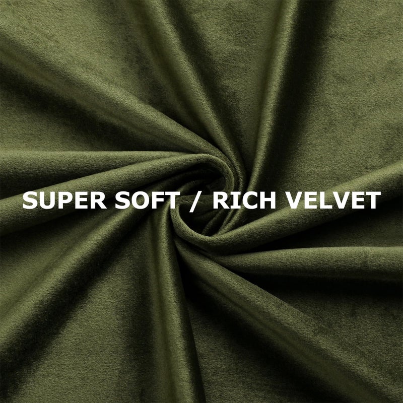 Dchola Olive Green Velvet Curtains for Bedroom Window with Back Tab, Super Soft Vintage Luxury Heavy Drapes, Room Darkening Thermal Insulated Curtain for Living Room, W52 by L84 inches, 2 Panels - Image 3