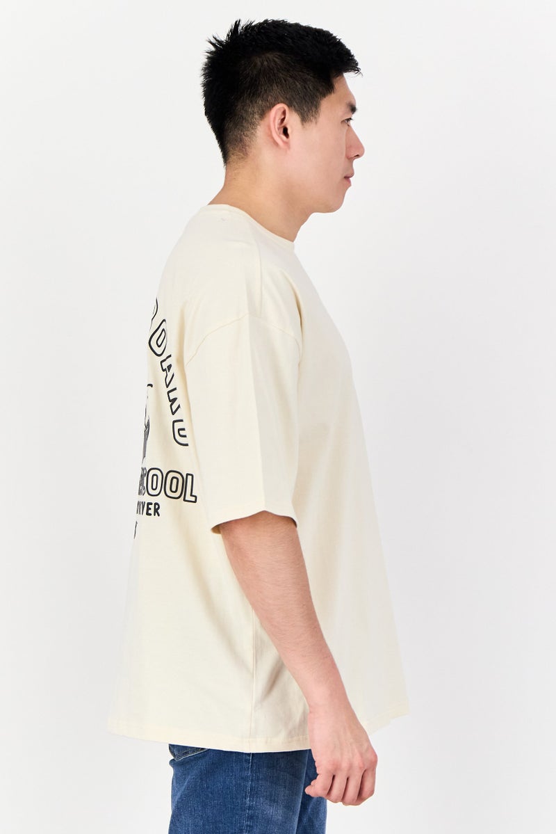 Peanuts Men Crew Neck Short Sleeve Graphic Print T-Shirt, Cream - Image 2