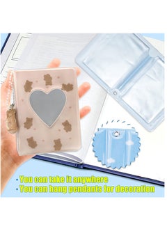 SYOSI 3 Inch Mini Photo Album Heart Hollow Card Binder Kpop Holder For Collecting Picture Name ID Business Cards Photos 40 Pockets Beige Bear  - Image 2