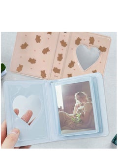 SYOSI 3 Inch Mini Photo Album Heart Hollow Card Binder Kpop Holder For Collecting Picture Name ID Business Cards Photos 40 Pockets Beige Bear  - Image 3
