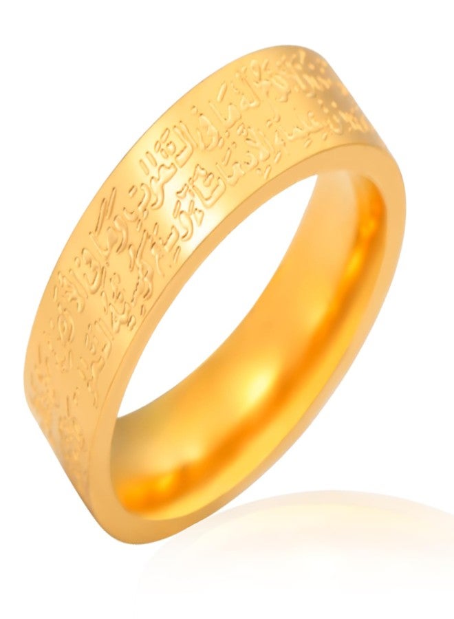 VASSAGO Islamic Ring Ayatul Kursi Ring Muslim Allah Ring for Women Men Arabic Calligraphy Rings Band Religious Ring Islam Eid Ramadan Gifts (gold, 7) - Image 1