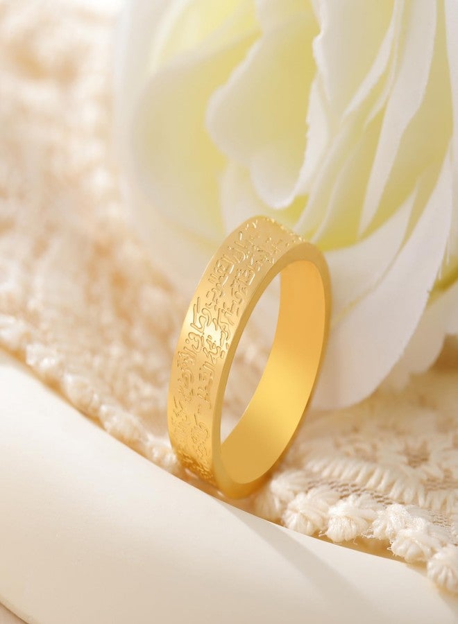 VASSAGO Islamic Ring Ayatul Kursi Ring Muslim Allah Ring for Women Men Arabic Calligraphy Rings Band Religious Ring Islam Eid Ramadan Gifts (gold, 7) - Image 3