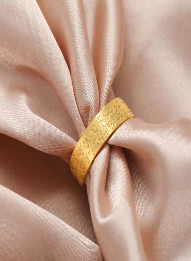 VASSAGO Islamic Ring Ayatul Kursi Ring Muslim Allah Ring for Women Men Arabic Calligraphy Rings Band Religious Ring Islam Eid Ramadan Gifts (gold, 7) - Image 4