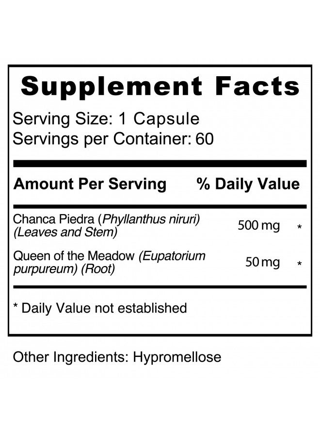 Jiva Botanicals - Chanca Piedra Cleanse Supplement - Organic Chanca Piedra Capsules for Kidney & Liver Support - Chanca Piedra 500mg Extract Herb and 50mg Queen Of The Meadow - 60 Capsules