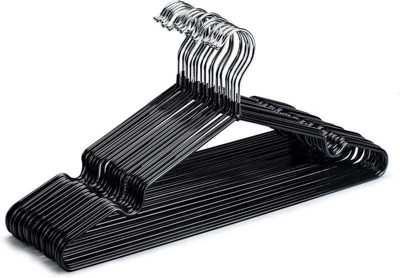 HOUSE DAY Metal Shirt Hangers - Black 20 Pack Space Saving Rubber Coated Adult Heavy Duty Strong Anti-Slip Hangers - Image 1
