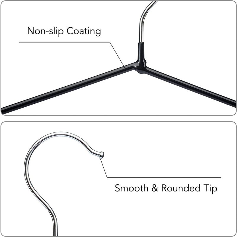 HOUSE DAY Metal Shirt Hangers - Black 20 Pack Space Saving Rubber Coated Adult Heavy Duty Strong Anti-Slip Hangers - Image 3
