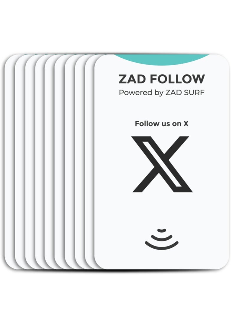 Zad Surf Pack of 10 Zad Follow. (X)  Follows NFC Card from (Zad Surf) allowing you boosting follows - iOS and Android  - Image 1