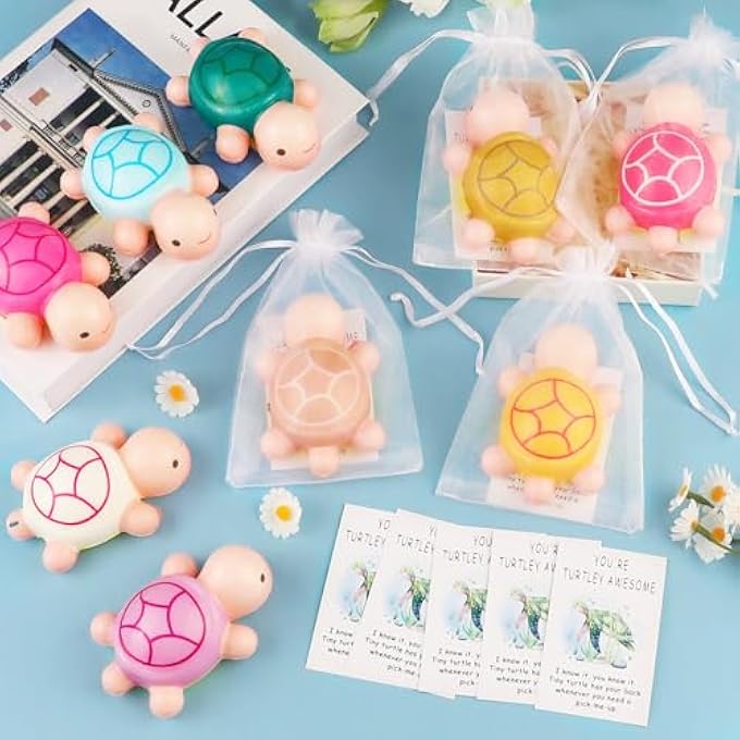 Ioffersuper 90PCS Inspirational Stress Balls Bulk Including Turtle Squeeze Toys Motivational Cards Organza Bags Graduation End of Year Gifts Positive Emotional Appreciation Gifts for Teacher Student Volunteer - Image 4