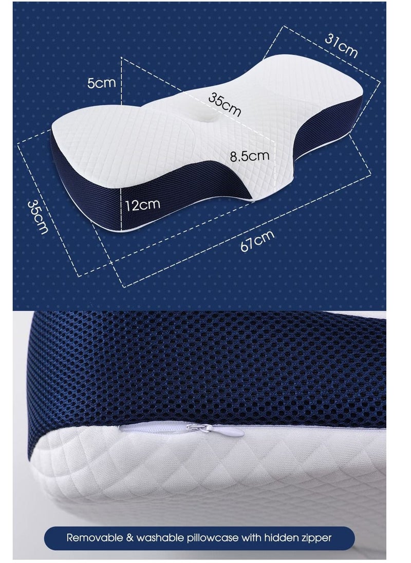 XiuWoo - Memory Foam Pillow for Sleeping Cervical Pillow for Neck and Shoulder, Support Pillow for Side Sleepers  67X12 cm - Image 1