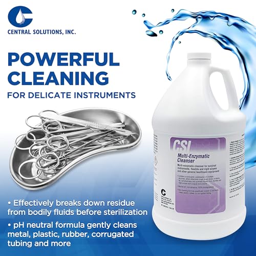 CSI Central Solutions Multi Enzymatic Cleanser - Hospital Grade Medical Instrument Cleaner for Presoak and Manual Processing, 1 Gal - Image 2