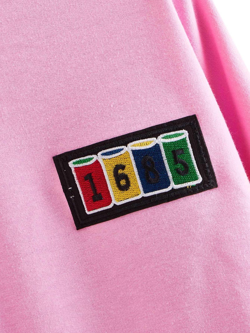 SweatyRocks Women's Letter Print Color Block Crop Sweatshirt Long Sleeve Pullover Tops Multi-1 Small - Image 3