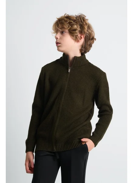 الكسندر جاردي Alexandergardi Half Turtleneck Zippered Child Cardigan (C23-7104)