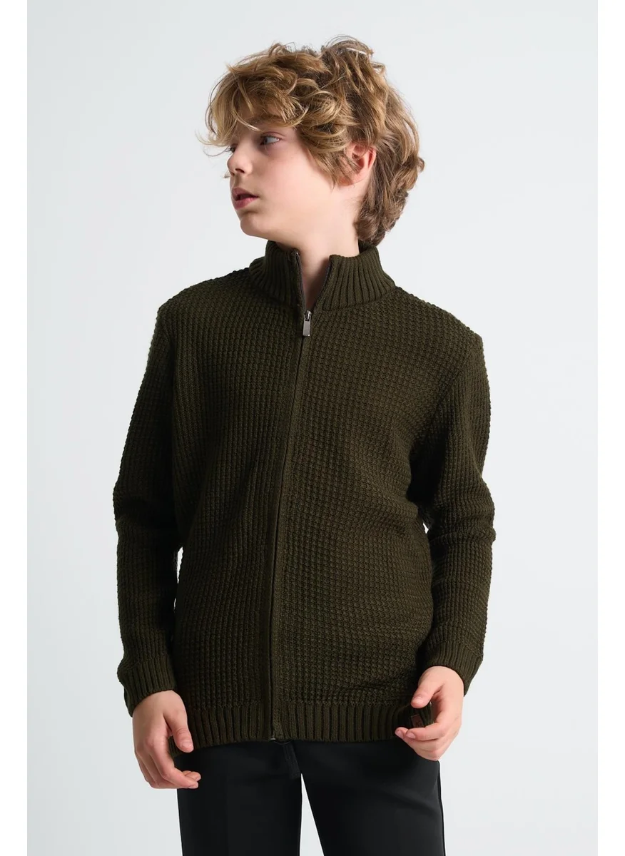 الكسندر جاردي Alexandergardi Half Turtleneck Zippered Child Cardigan (C23-7104)