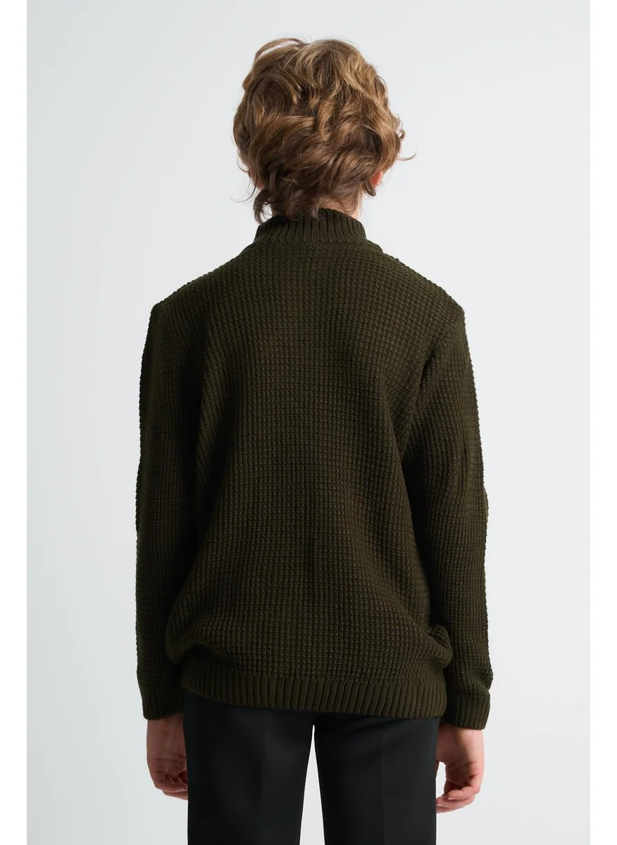 الكسندر جاردي Alexandergardi Half Turtleneck Zippered Child Cardigan (C23-7104)