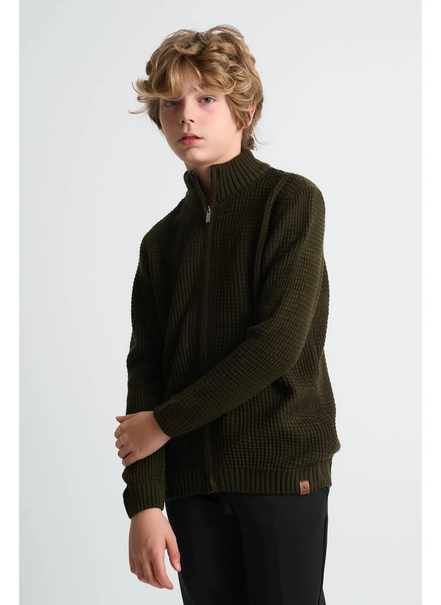 الكسندر جاردي Alexandergardi Half Turtleneck Zippered Child Cardigan (C23-7104)