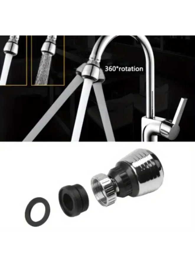 Short Silvery Black 360 Degree Rotating Faucet Aerator Water Saving Tap Nozzle With Filter - Image 3