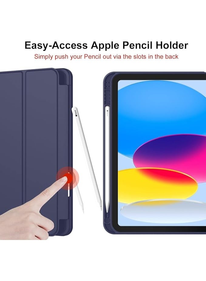 EVO Case Compatible with iPad (A16) 11th/10th Generation (2025/2022) / with Pencil Holder, Trifold Smart Cover with Soft TPU Back, Auto Wake/Sleep (Clear Blue) +Screen Protector Tempered Glass Film HD Full Coverage Easy Installation - Image 3