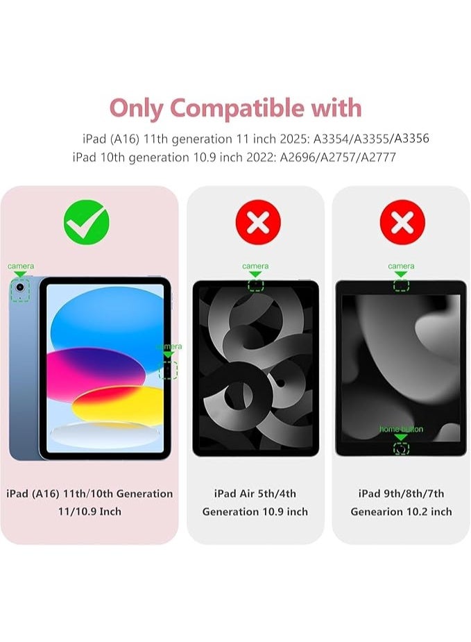 EVO Case Compatible with iPad (A16) 11th/10th Generation (2025/2022) / with Pencil Holder, Trifold Smart Cover with Soft TPU Back, Auto Wake/Sleep (Clear Blue) +Screen Protector Tempered Glass Film HD Full Coverage Easy Installation - Image 4