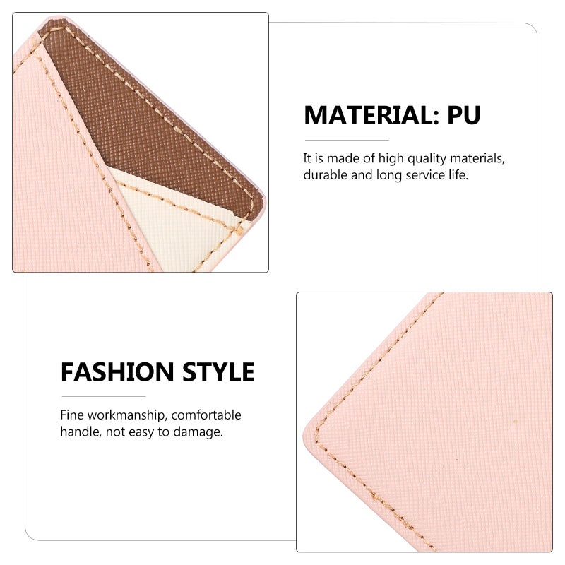 Universal Smartphone Wallet Card Holder Dual Slots Pu Leather Adhesive Back Pouch Beige - Image 4
