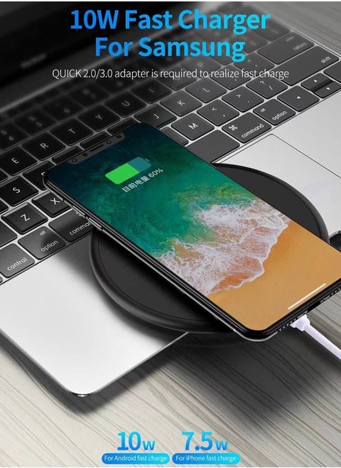 10W wireless fast charger, compatible with all brands of mobile phones, one-click start and easy charging