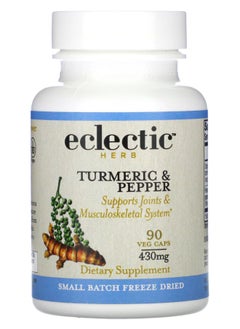 Eclectic Herb Freeze-Dried Turmeric & Pepper 430 mg 90 Veg Caps 