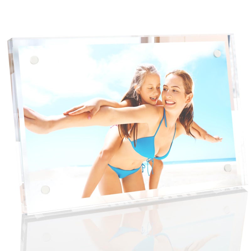 HELPLEX Picture Frames  1 Pack 6x8 inch Acrylic Picture Frame Clear 6 x 8 Photo Frames Magnetic Picture Frames Ready for Tabletop Display  Effectively Protect Photos from Fading and Yellowing - Image 1