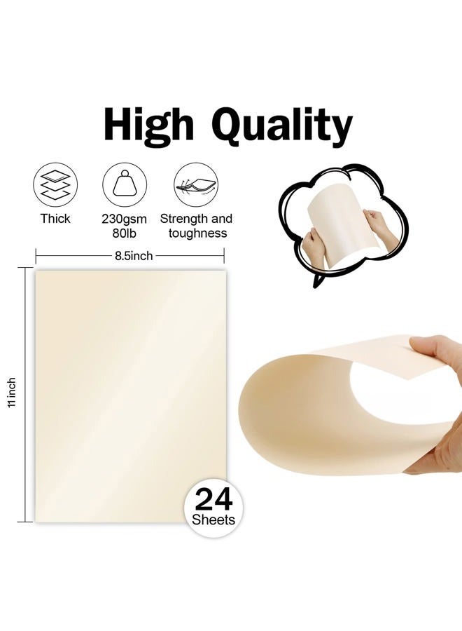 Goefun 24 Sheets Cream Shimmer Cardstock 8.5 x 11 Ivory Paper, Goefun Off White Card Stock Printer Paper for Invitations, Certificates, Crafts, Card Making - Image 2
