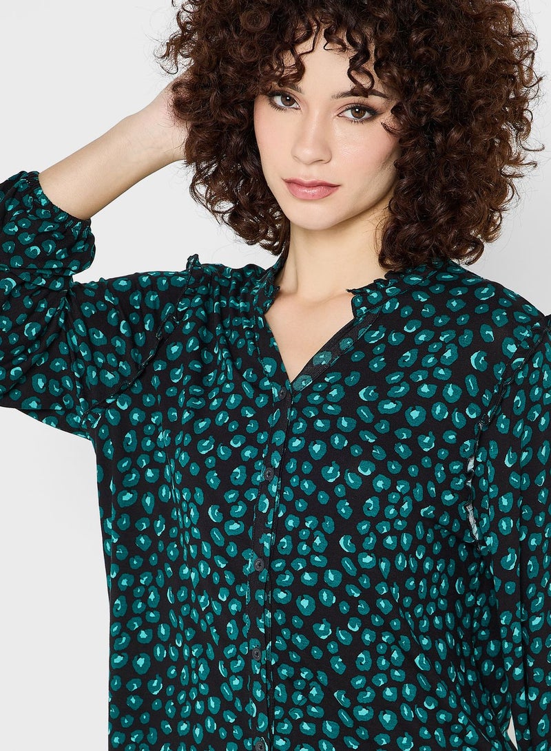 Wallis V-Neck Frill Sleeve Top - Image 3