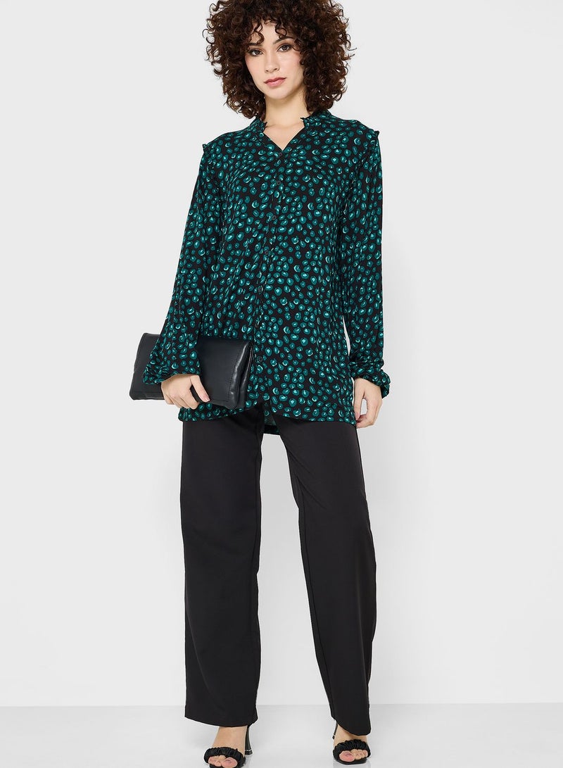 Wallis V-Neck Frill Sleeve Top - Image 4