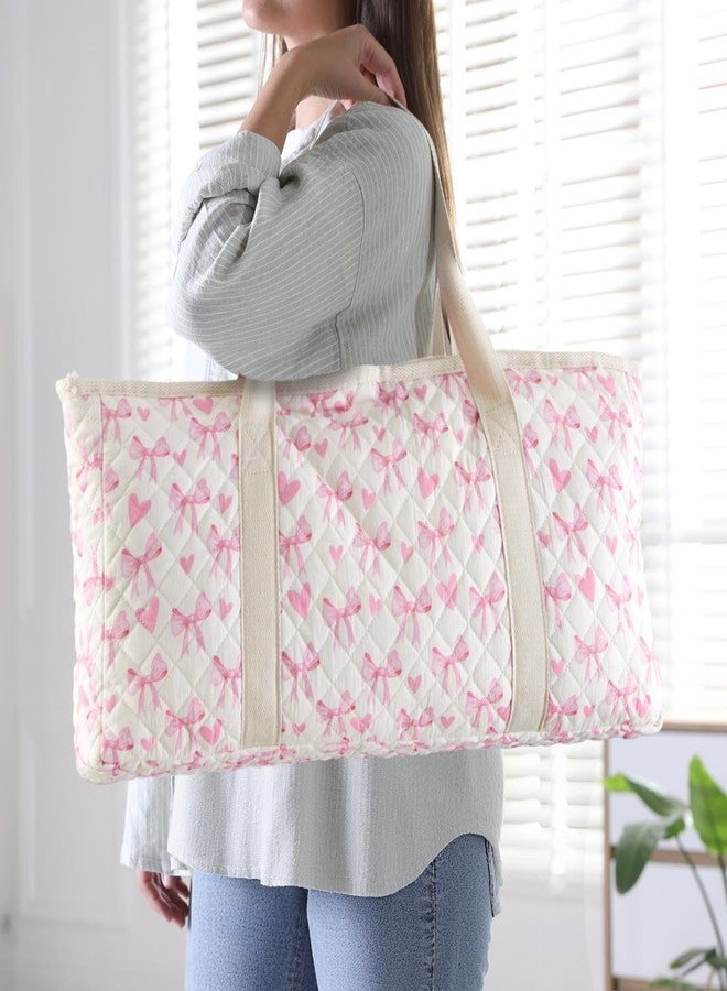 Shinylin 3 Pcs Empty Mahjong Bag Set, Thickened Heart Bow Quilted Carrying Bag Set with Two Wrappers, Card Bags, Mahjong Racks and Card Pusher Drawstring Bags (Case Only) - Image 5