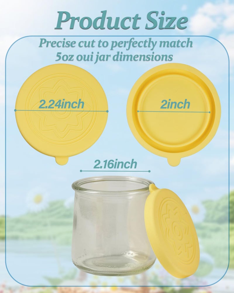 TERESRY 12 Pack Silicone Oui Yogurt Jar Lids with 12 Labels, Food-Grade Lids for 5Oz Oui Yogurt Jars, Reusable Silicone Canning Covers Perfect for Oui Yogurt Bottle(Jar not Includ) - Image 2